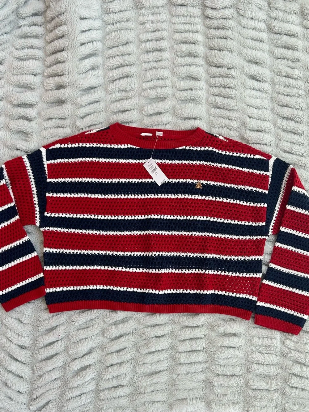 ❤️ NWT! GAP Kids Striped Red, Navy & White Crewneck Sweater